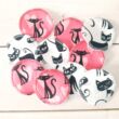 Pamut arctisztító korongok fekete-fehér-pink cicás 