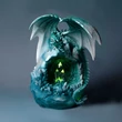 Sárkány a Jégkristály-Barlangon – világító fantasy szobor