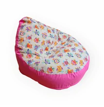 LUX Babzsákfotel – Pink-színes Baglyos Gyerekeknek