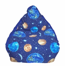 Bolygómintás piramis formájú felnőtt babzsákfotel sötétkék alapon