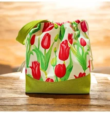 Tulipán mintás project bag öt belső zsebbel