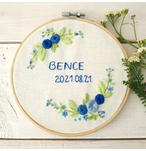 Modern hímzett falikép keretben - Kék, névvel