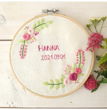 Modern hímzett falikép keretben - Rózsaszín, névvel