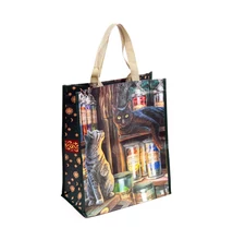 Cicák varázsboltban bevásárlótáskán misztikus macskás mintával 40x33x17 cm