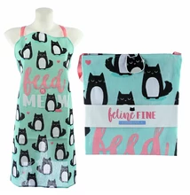 Macskás konyhai kötény feed me meow felirattal