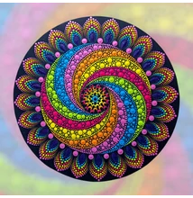 szivárvány színű pontozott mandala spirál mintával