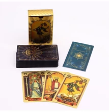Arany–kék klasszikus Tarot kártya szett – arany díszítésű lapok