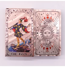 Rózsaszín rosegold tarot kártya szett – holdfázis motívum, útmutató könyvvel és díszdobozban