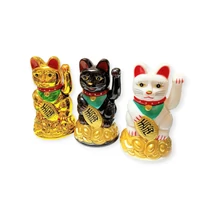 Maneki Neko integető macska fekete színben – szerencsehozó szobor