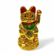 Maneki Neko integető macska fehér színben – szerencsehozó szobor