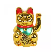 Integető macska - Maneki neko, arany, 15X8cm