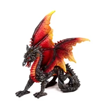 Sötét Legendák Sárkánya – Az Éjt Őrző Obszidián Tűzsárkány, fekete kézzel festett fantasy dísztárgy