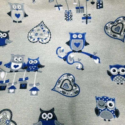 Babzsákfotel gyerekeknek kék baglyos mini kagyló
