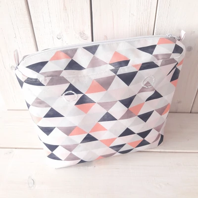 Mini obag táska belső geo rózsaszín-szürke