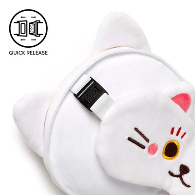 plüss utazópárna szemmaszkkal Maneki Neko mintával, összecsukható és karabíneres