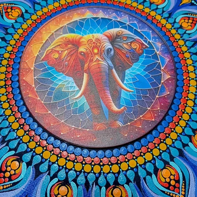 Fém mandala közép, Elefánt