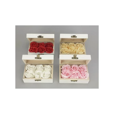 Szappanvirág fa dobozkában, piros